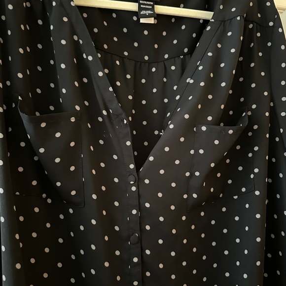 Torrid Chiffon Polka Dotted Button Up Blouse - Picture 4 of 6